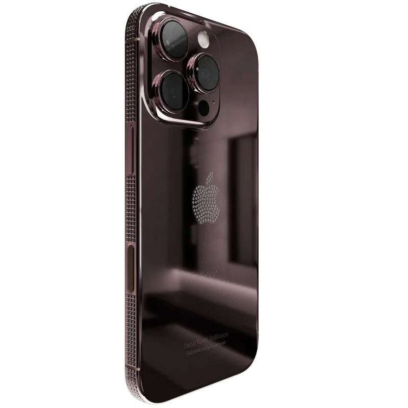Rose Gold iPhone 16 ProPro Max Crystal bezel & Logo side view
