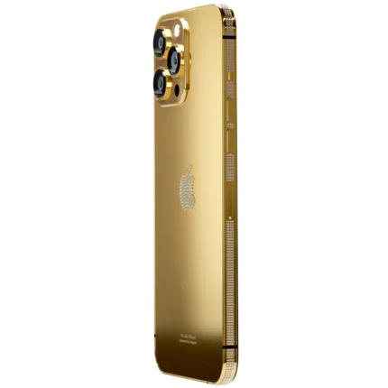 24k Gold Rose Gold Platinum iPhone 15 Pro Pro Max with Crystal bezel Logo.webp