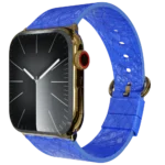 Gold Apple Watch 11 with Blue Python Strap.webp