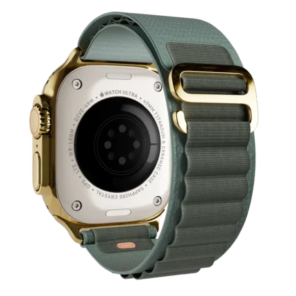 Ultra 2 Watch with Green Ocean Band 24k Gold Customized back 1.webp