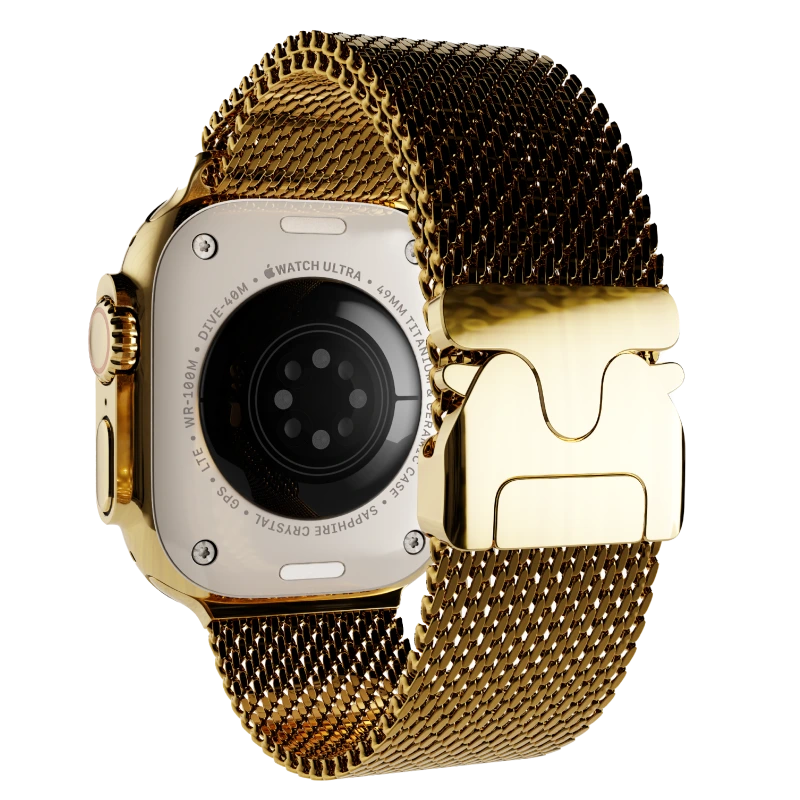 Ultra Watch 3 Titanium Milanese Loop 24k Gold Customized back.webp
