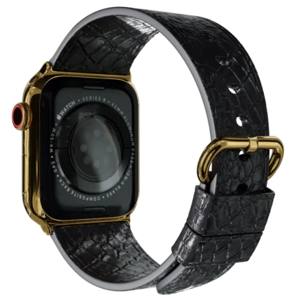 gold apple watch 11 with black python strap 2.webp