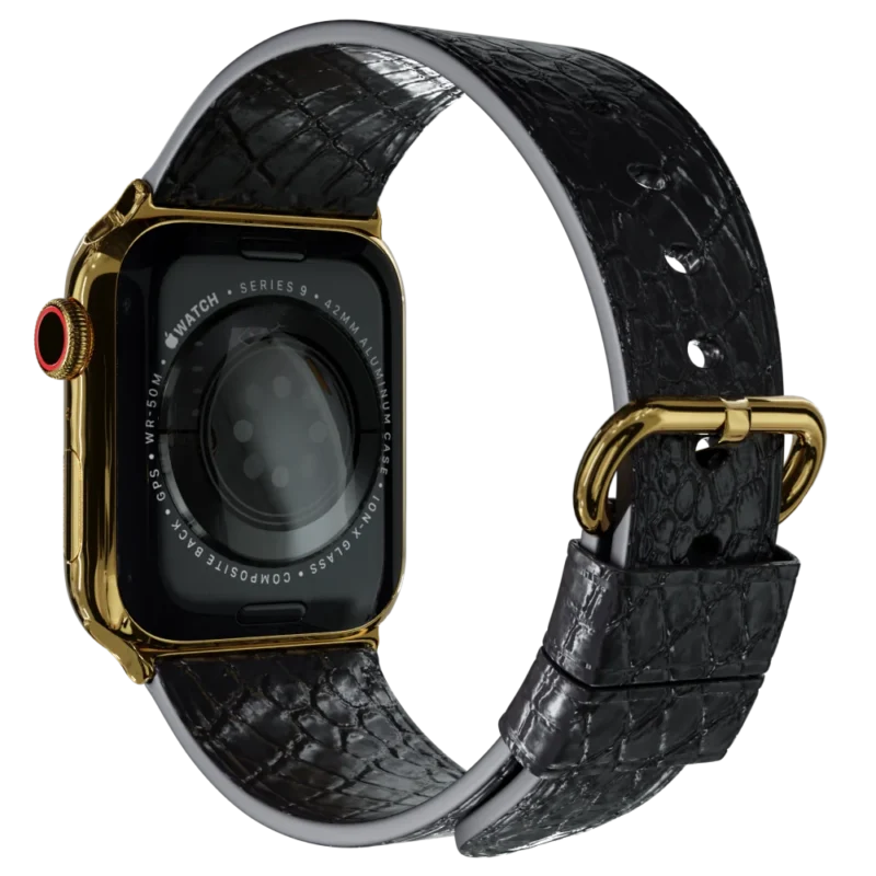 gold apple watch 11 with black python strap 2.webp