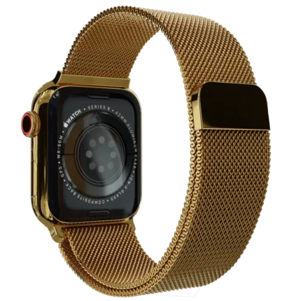 gold apple watch 11 with milanese strap 2.webp