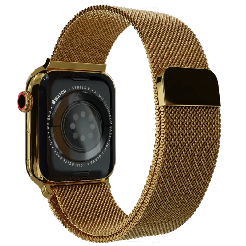 gold apple watch 11 with milanese strap 2.webp